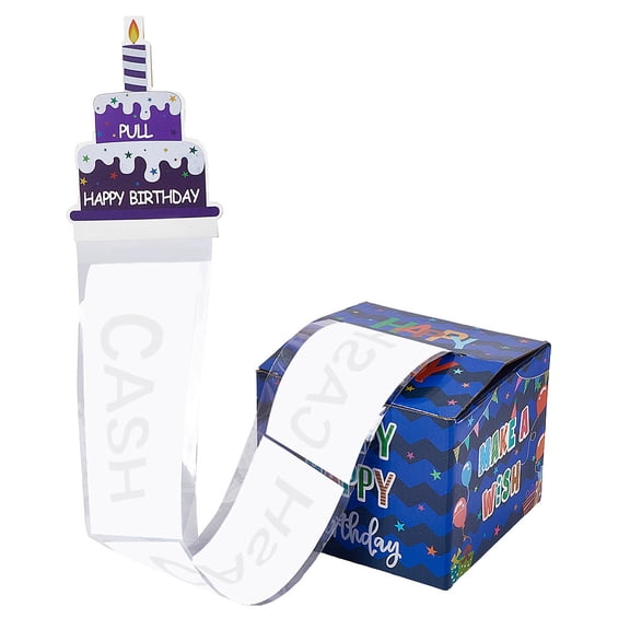 Happy Birthday Day Money Box for Cash Gift Pull Paper Cash Gift Box for Birthday Party Decorations Medium Blue 130x130x110mm DIY