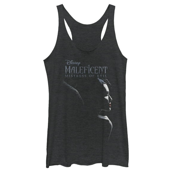 Women's Maleficent: Mistress of All Evil Logo Profile Racerback Tank Top Black Heather Small