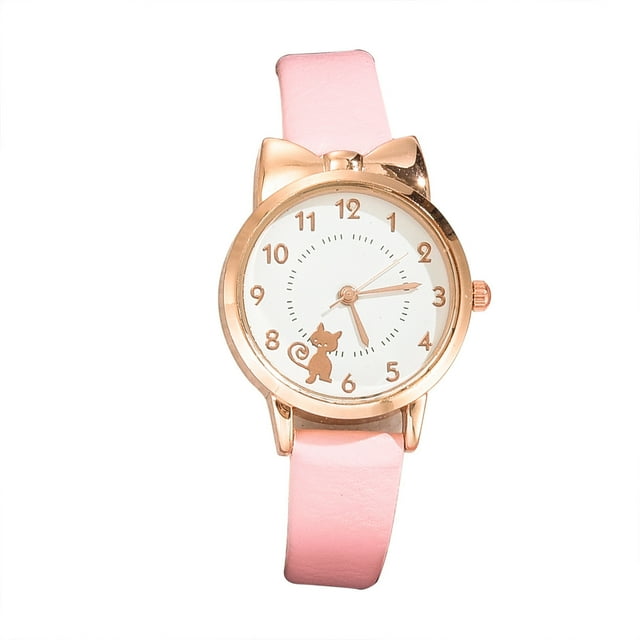 Montre à Quartz Tendance pour Femmes, Design Coréen, Mode Décontractée, Chat, Blanc