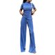 thumbnail image 3 of Txlixc Traje de mujer, camiseta de cuello alto de manga corta con traje de pantalones de piernas anchas Txlixc moda, 3 of 9