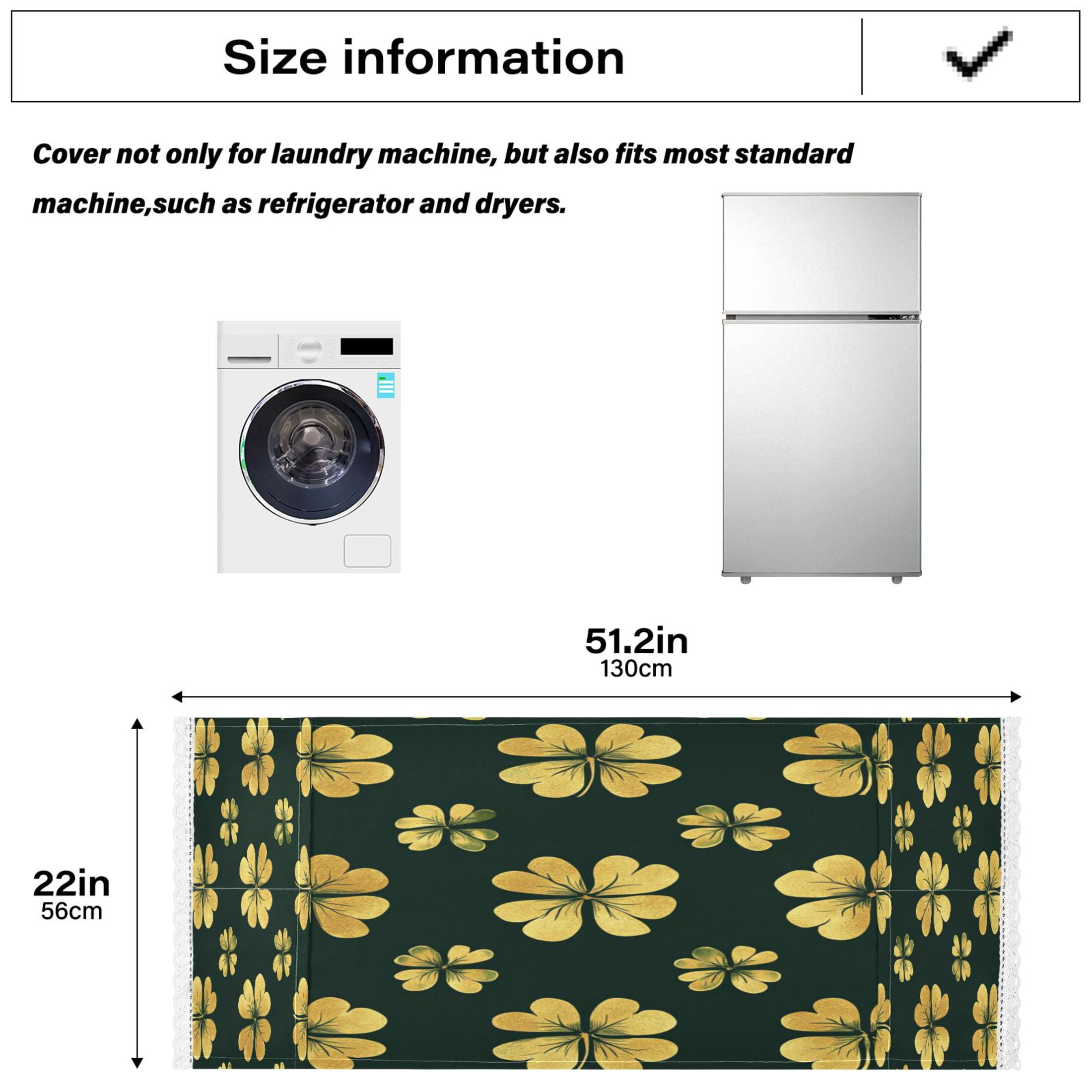 WOBOGO St Patricks Pattern Of Golden Shamrocks Washing Machine Cloth Dryer Refrigerator Top Cover Protective Non-Slip Mat For Kitchen Laundry