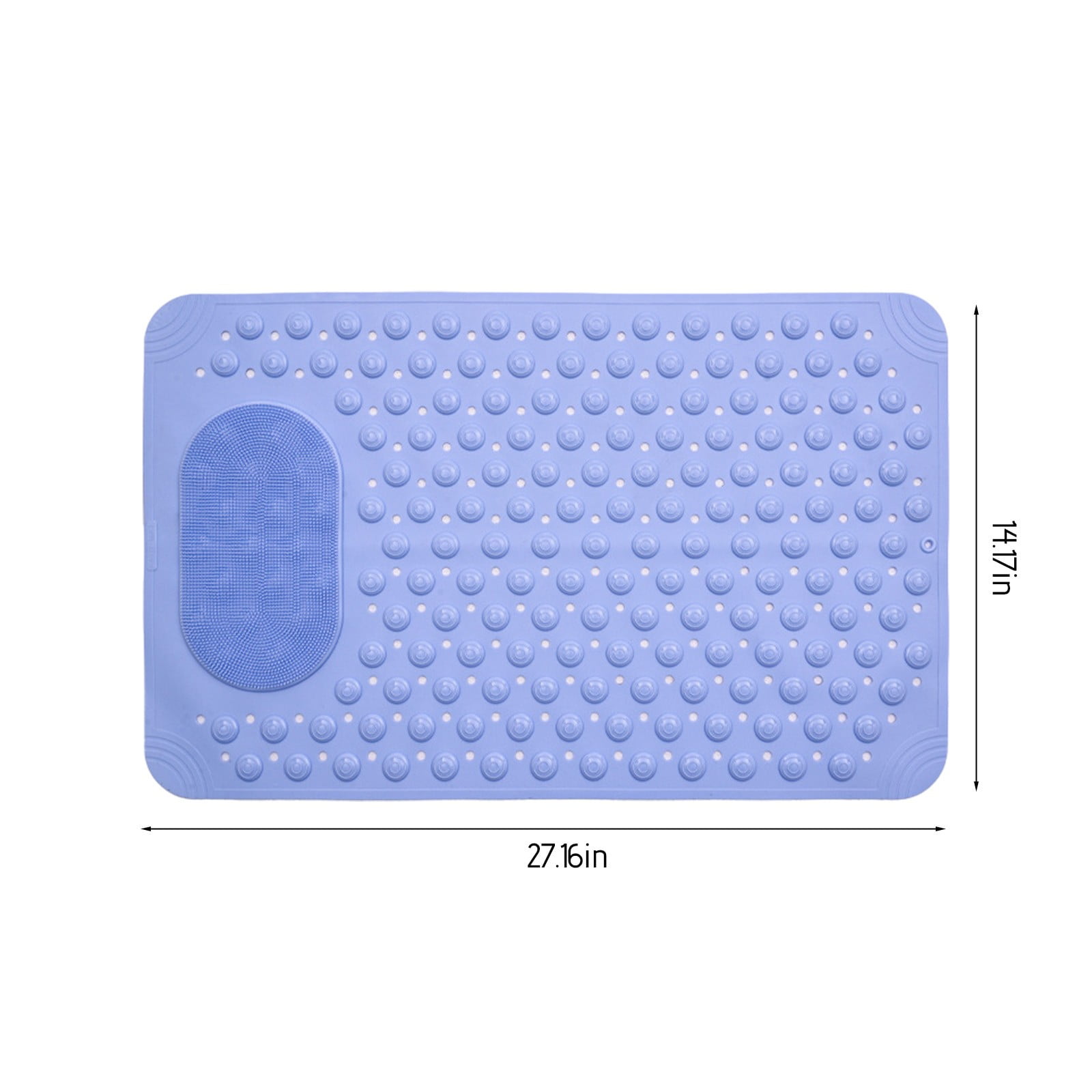 Mecorevxz Bathtub and Shower Mats, Extra Long Non-slip Bath Mat 27.16x14.17 Inch,Washable Bath Tub Mat with Suction Cups & Holes for Bathroom,Blue