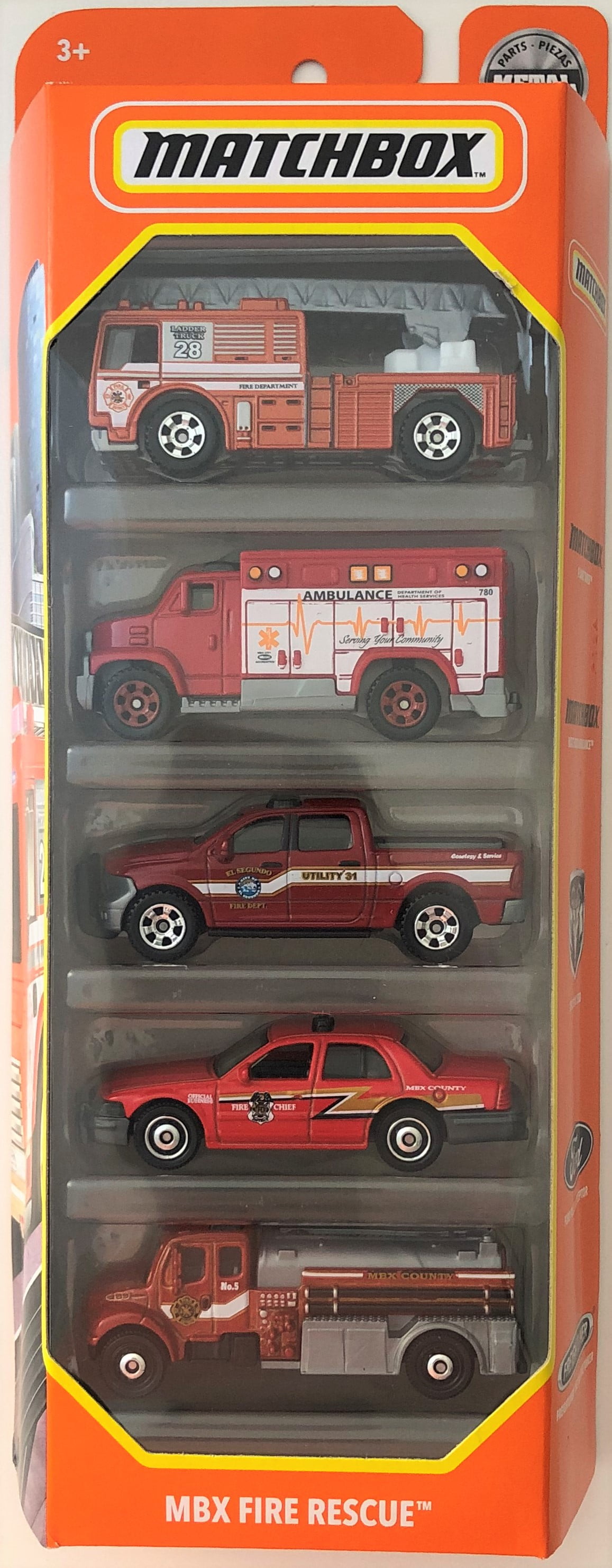 2021 Matchbox MBX Fire Rescue 5-Pack Vehicles 1:64 Scale 