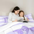 thumbnail image 6 of Homewish Purple Glitter B Full Size Comforter Sets, Initial Letter A to Z Bedding Comforter Set, Kawaii Cartoon Style Bedding Sets, Microfiber Bedroom Decor, 3pcs, 6 of 9