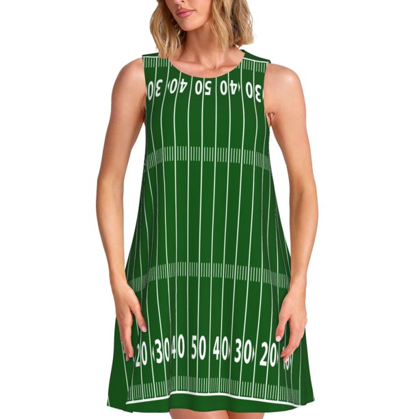 Disketp American Football Field1 para Vestido sin Mangas para Mujeres, Vestidos de Verano para Mujeres, Casual y Holgado para la Playa