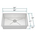 thumbnail image 3 of Polaris 3322S 90 Degree Single Bowl Rectangular Stainless Steel Sink, 3 of 5