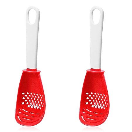 

2pcs Multifunctional Kitchen Cooking Spoon Heat Resistant Hanging Hole Innovative Potato Garlic Press Colander