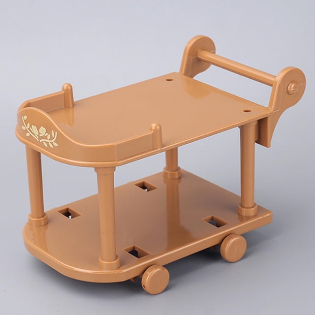 Carro de servicio de cocina para casa de muñecas, escala 1:12, regalos de cumpleaños, decoración de escena de Mini casa Marrón perfke Carro de servicio para casa de muñecas