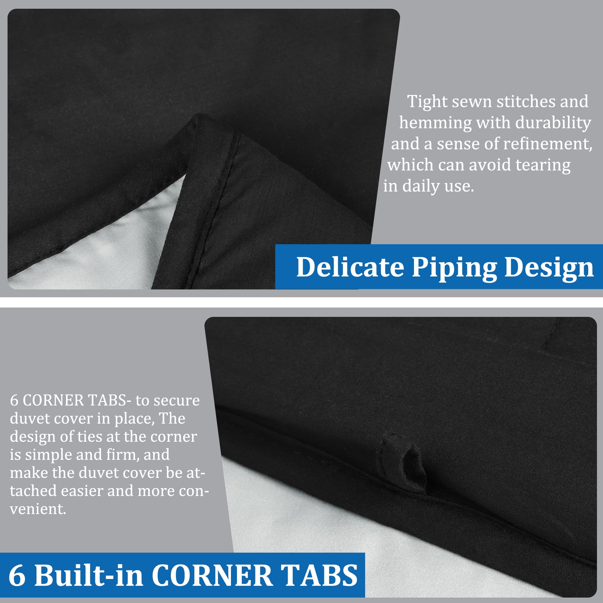 Unique Bargains Quilt Lightweight Down Comforter Black/Light Gray King