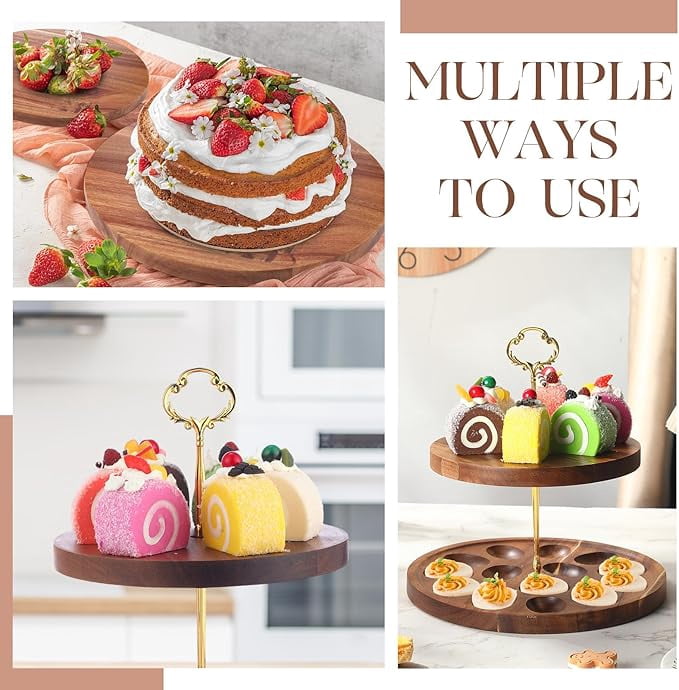Two-layer wooden deviled egg tray with 21 holes, reversible serving tray rack, Thanksgiving and Christmas platter board