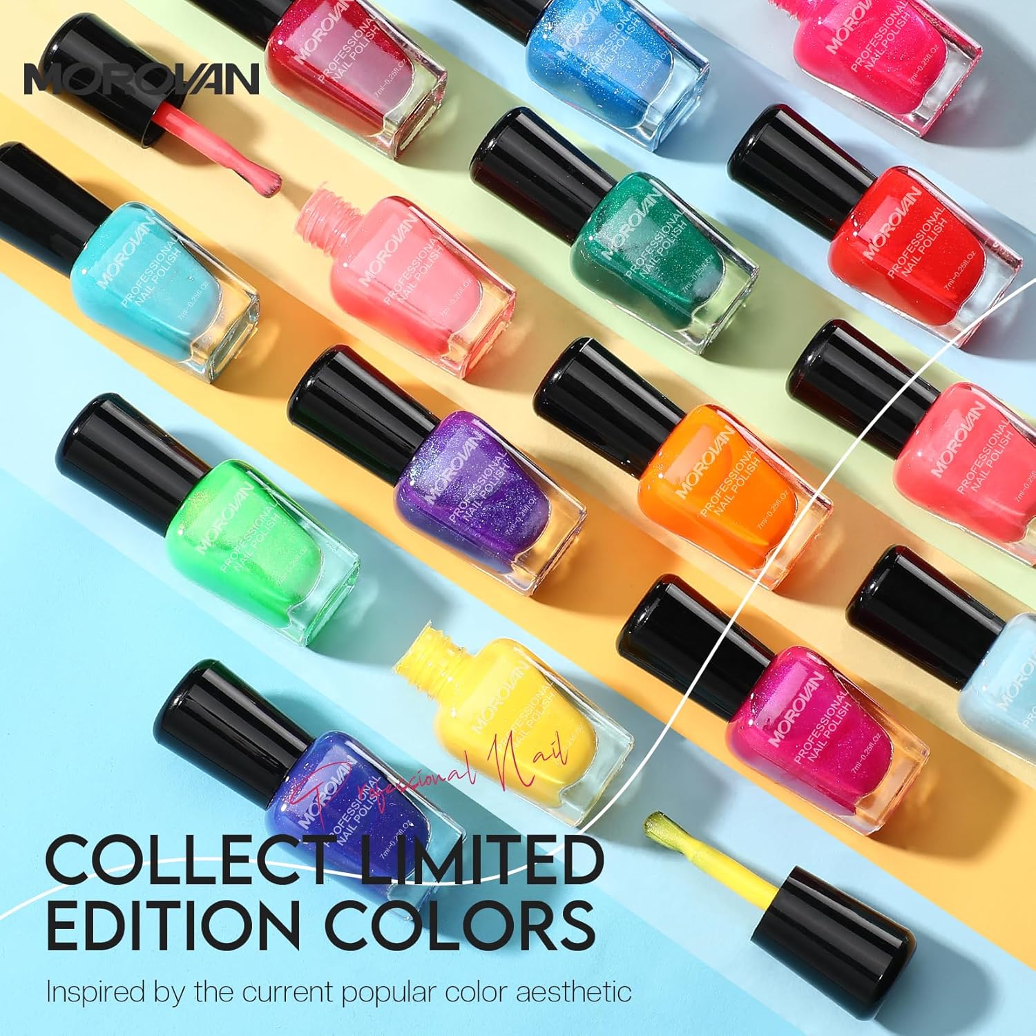 Morovan Nail Polish Set, 15 Glitter Colors, 0.25 oz Each photo 2