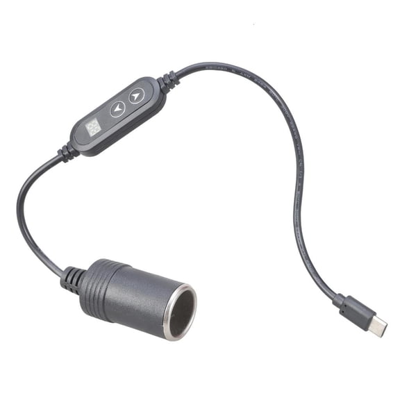 Compatible USB C Car Cigarettes Lighter Adapter Cable Adjustable Voltages Digital Display For Electronic Devices