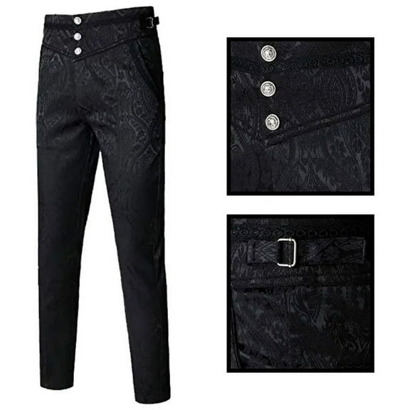 Mens Casual Gothic Pants, Halloween Cosplay Costume Trousers Steampunk Victorian Pants, Homme Gotico Vittoriano Hombre Victorian Pantalon