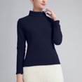 thumbnail image 2 of Wyobmus Womens Oversized Shirt Solid Fleece Long Sleeve Pullover Winter Warm Base Layer Blouse Tops A-Navy, 2 of 8
