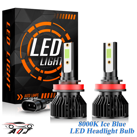 AQJ H11/H8/H9 LED Headlight Bulbs 8000K Ice Blue Automotive Bulb Pack of 2