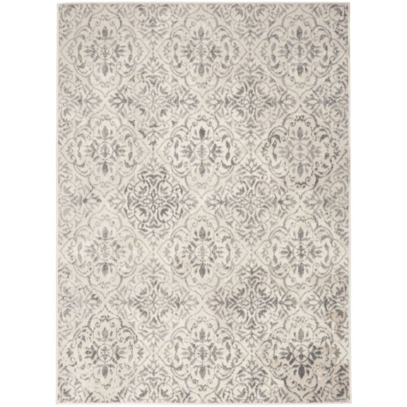 Nourison Jubilant Vintage Floral Indoor Rug Ivory Grey 5'3" x 7'3"
