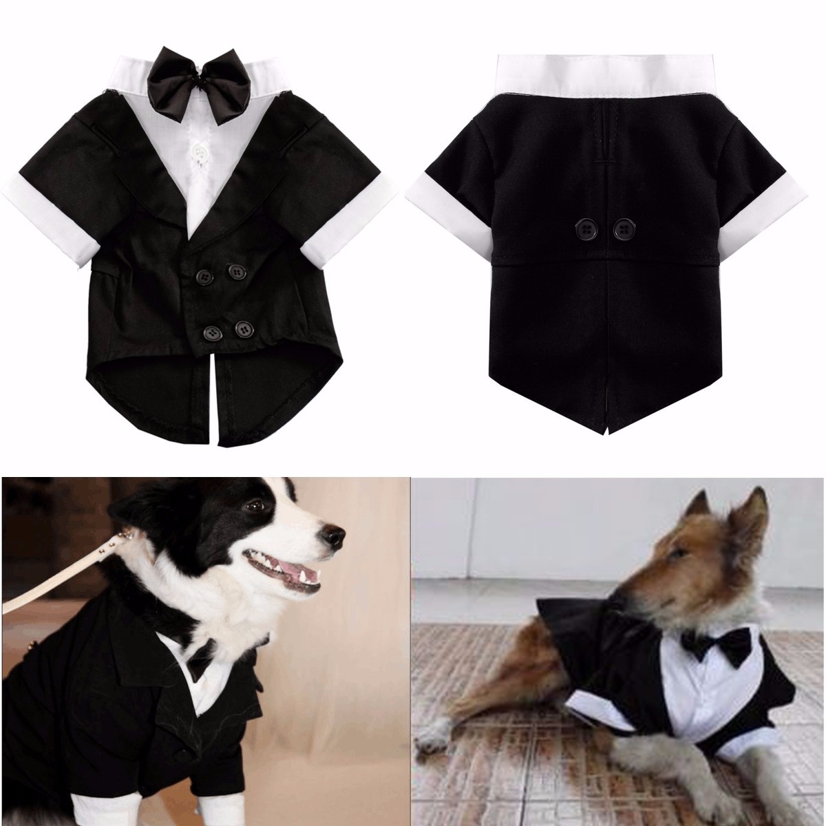 L Size White Dog Clothes Formal Jumpsuit Grooom Tuxedo Pet Consumes