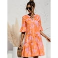 thumbnail image 2 of Women Dresses Summer Dress V-Neck Short Sleeve T-Shirt Elegant Dress Babydoll Ruffles Casual Mini Female Dress, 2 of 5