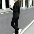 thumbnail image 6 of BXJX Girls Yoga Outfit Sets, Long Sleeve Zip up 2 Piece Sports Jacket and Flare Pants Sets Black Size 14-15 T, 6 of 8