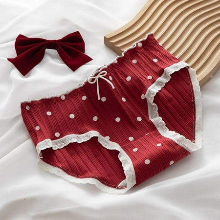 

2-Pack Women Ruffles Briefs Soft Underpants Cotton Panties Full Coverage Breathable Mid-Waist Underwear