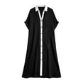 thumbnail image 5 of Guieoi Womens Dresses Plus Size Summer Short-Sleeve V-Neck Button Up Dresses Sundresses for Women Black XL, 5 of 6