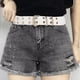 thumbnail image 1 of Cinturones de cuero con doble ojal, cinturón de jeans de dos agujeros, cinturones punk con hebilla de metal de estilo vintage para hombres y mujeres Blanco Yinane Cinturón de mujer, 1 of 8