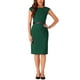 thumbnail image 2 of Vestido de oficina INSPIRE CHIC para mujer, con mangas cortas, ceñido a la cintura, elegante y tipo sheath, talla XL, color verde oscuro, 2 of 5