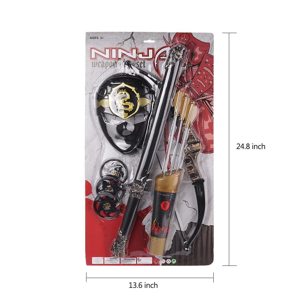 Kids Warrior Pretend Role Play Costume Set with Mask, Sword, Archery Bow and Arrow for Halloween