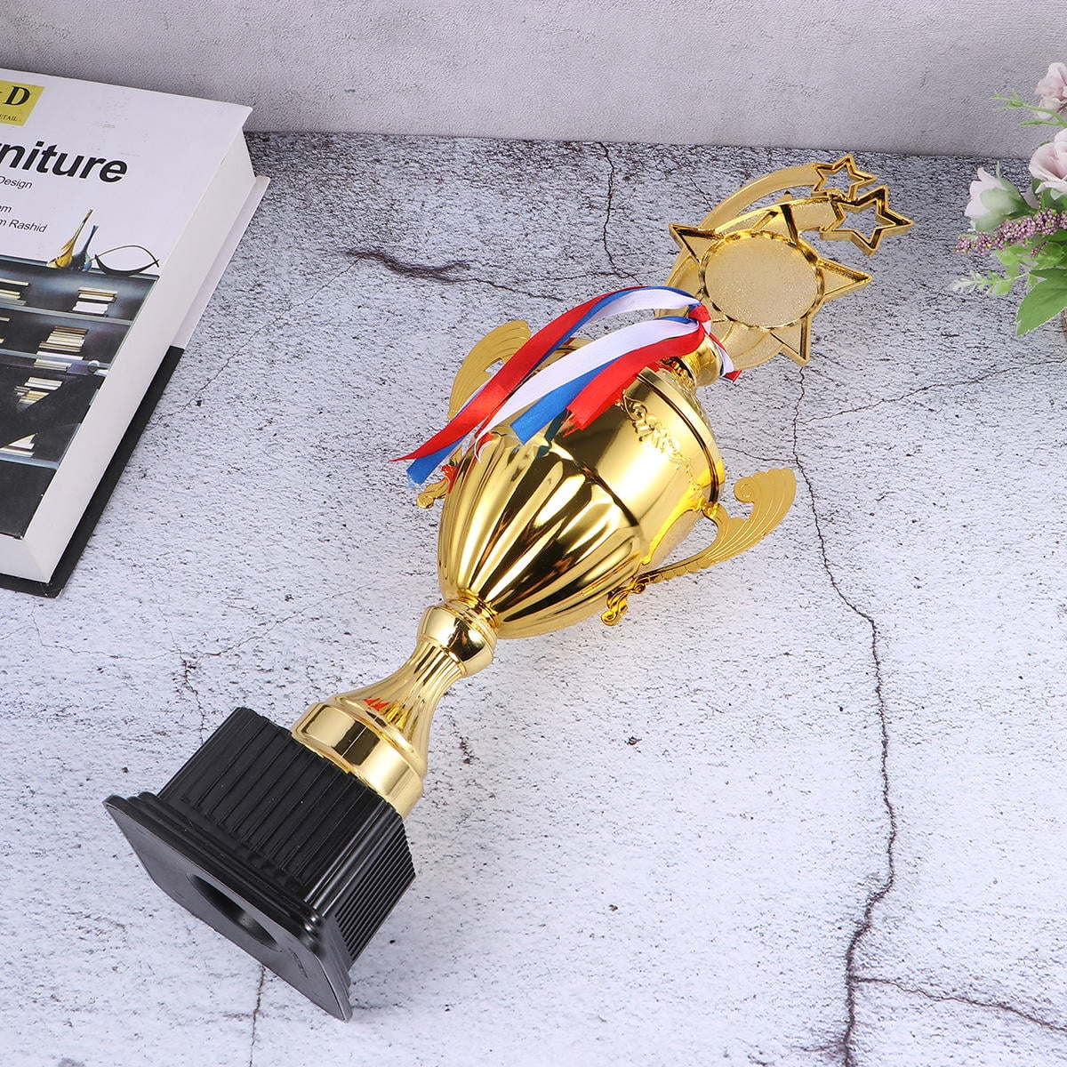 LABSERRON 1Pcs Award Trophies Golden Metal Star For Students And Employees 46x0.7In