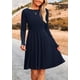 thumbnail image 5 of Vestido PRETTYGARDEN de punto acanalado en línea A, manga larga, azul marino, talla L, 5 of 8