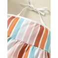 thumbnail image 6 of Biekopu Infant Baby Girls Summer Romper,Colorful Stripe Tie-Up Sleeveless Ruffles Newborn Jumpsuits, 6 of 9