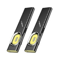 WarStar 2-Pack WT7 EDC Flat Flashlight，700 Lumens White LED Light, with Red Flashing and Side Light, Clip Included, Type-C Rechargeable, 8 Modes, for Outdoor, Emergency, Work (Black)