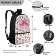 thumbnail image 4 of Bulopur Pink Boot Bow Kids Backpack Set 5 Pcs Soft Girly Book Bag with Lunch Bag, Pencil Case, Water Bottle Cover and Wrist Strap for Horse Loving Preteen Girls Ages 6-12, 4 of 8