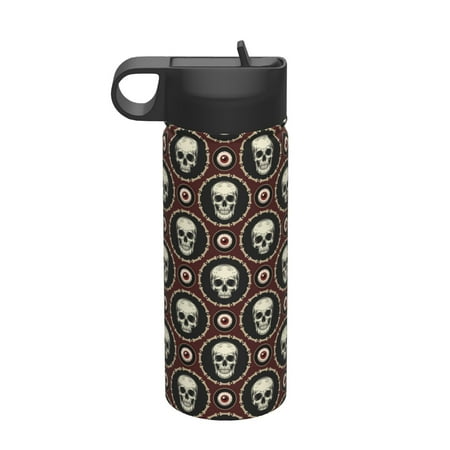 

Susaid Skulls And Red Eyeballs Print 18oz Sports Insulated Kettle Stainless Steel Water Bottle For Running Hiking Cycling Climbing