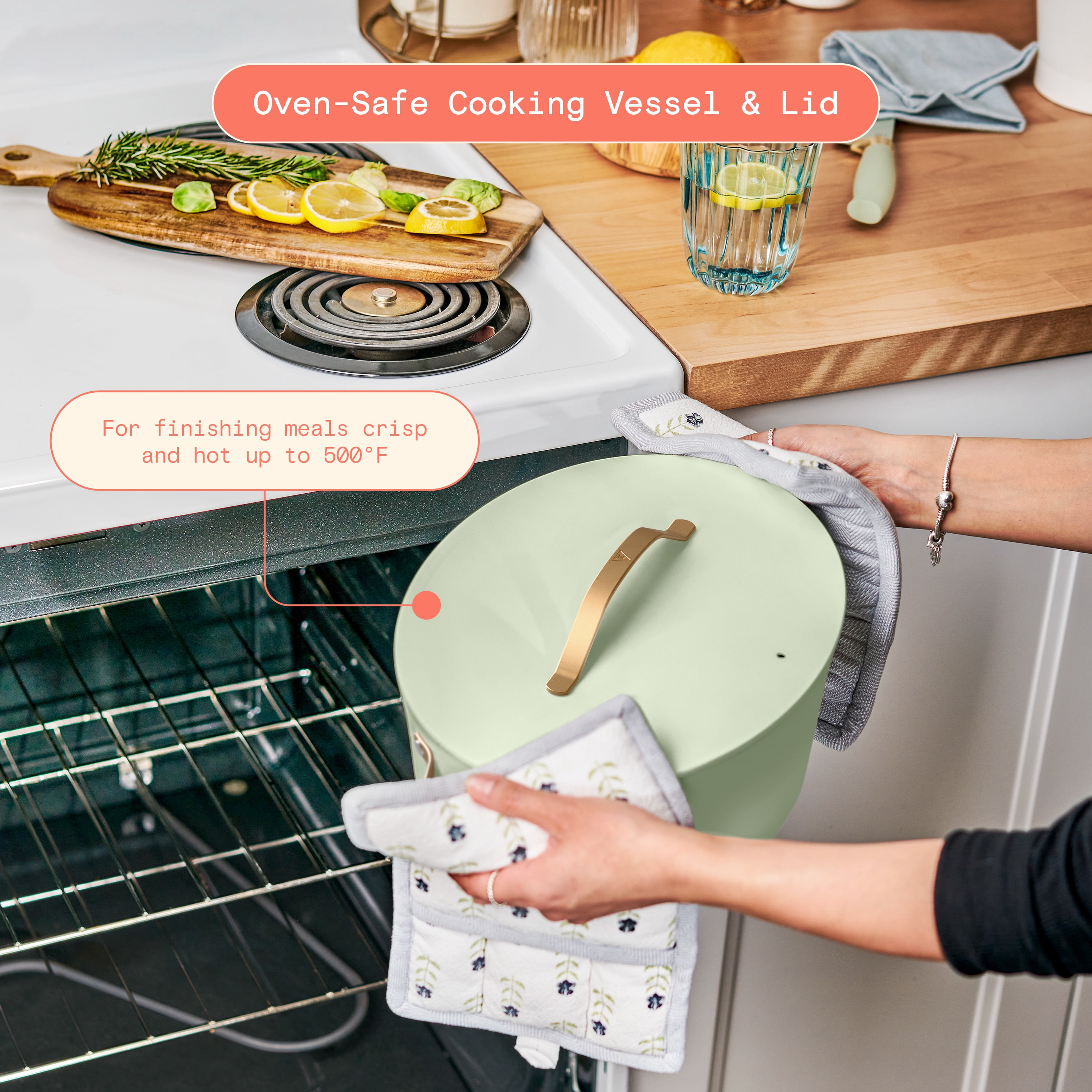 Beautiful 10-in-1, 8 Qt Multi-Cooker with Bamboo Steamer Insert by Drew Barrymore, Sage Green