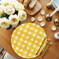 thumbnail image 2 of Yellow Plaid Round 15 Inch Placemats Set of 6, Watercolor Grid Checker Gingham Farmhouse HeatResistant Non Slip Place Mats for Dining Table, Wipeable Braided Kitchen Table Mats for Housewarming, 2 of 9