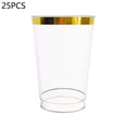 thumbnail image 1 of Biplut 25Pcs Juice Cup Transparent Large Capacity Plastic Rimmed Disposable Water Glass Party Accessories(Golden), 1 of 13