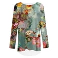 thumbnail image 2 of CLOOCL Women Plus Size Tops Vintage Rose Flower Pattern Print T-Shirt Long Sleeve Casual Female Loose Blouse, 2 of 6