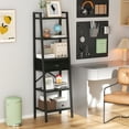 thumbnail image 6 of Tydimor 5-Tier 59.5" Ladder Bookshelf with Removable Drawers Narrow Bookcase for Living Room,Black Oak, 6 of 7
