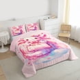 thumbnail image 3 of Feelyou Pink Bow Axolotl Queen Comforter Set, Dreamy Princess Bedding Comforter Set, 3pcs, 3 of 8