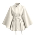 thumbnail image 6 of AHTJRT Cape Coats for Women Fall Winter Batwing Sleeve Belted Poncho Coats Casual Fashion Fall Winter Warm Windproof Outerwear Jackets Beige XL, 6 of 6