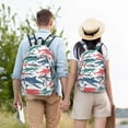 thumbnail image 6 of Balery Colorful Shark Vintage Canvas Backpack for Men and Women - Large Capacity, Durable Travel Laptop Bag for School, Work, Hiking, and Outdoor Activities, 6 of 7