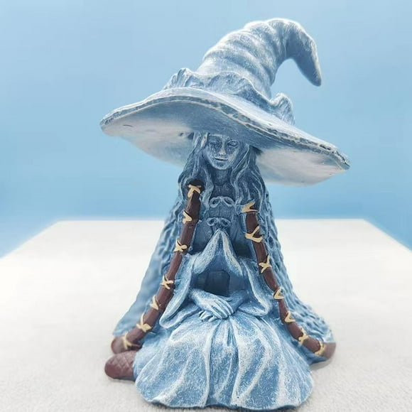 Resin Craft Blue Smurf Head-Down Witch Four-Handed Ice Snow Witch Sculpture Decorative Figurine (Witch Lani)