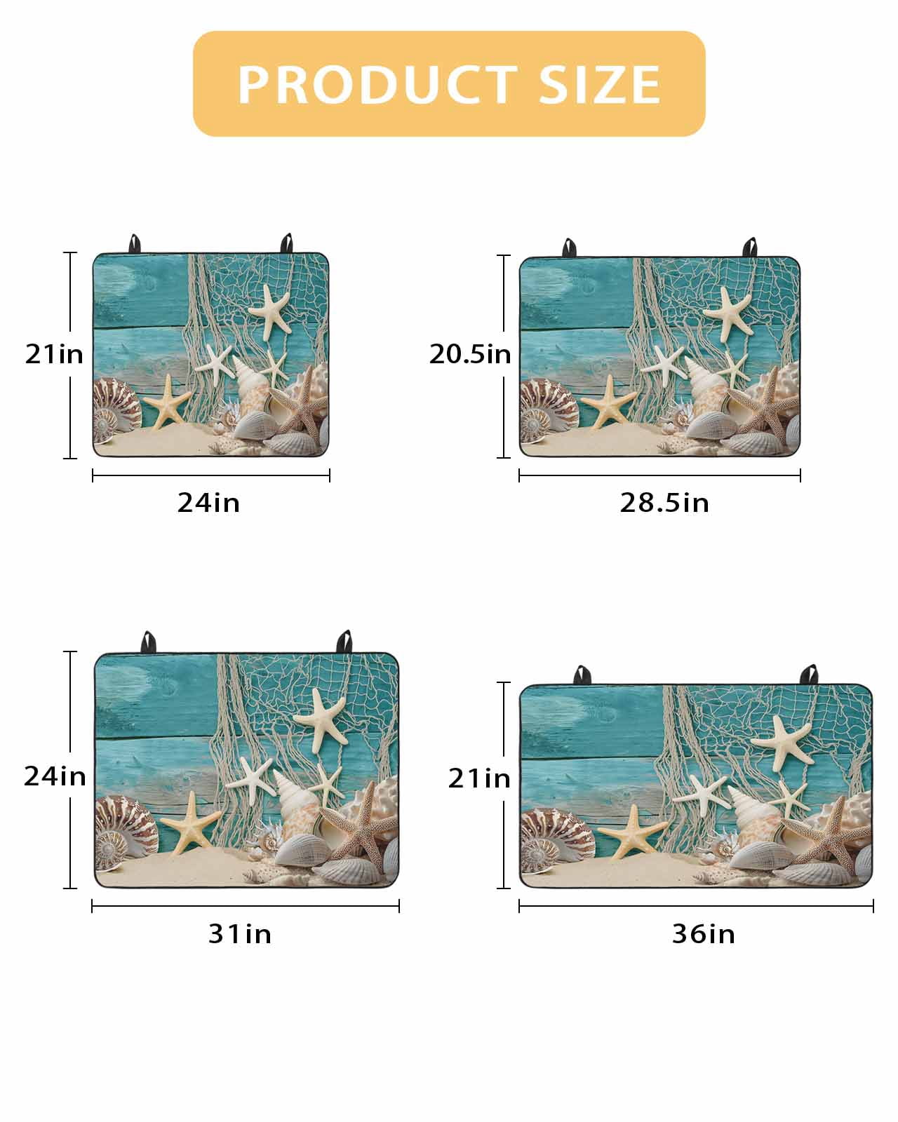 nqOlkjepod Large Induction Cooktop Protector Mat 24"x21", Teal Beach Coastal Stove Top Covers for Electric Stove, Summer Ocean Starfish Shell Conch Stove Burner Cover Mats, Glass Top Stove Cover