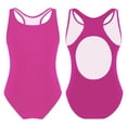 thumbnail image 5 of renvena Kids Girls Solid Color One Piece Swimsuit Racer Back Sporty Swimwear Beach Sport Bathing Suit Rose 12, 5 of 6
