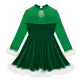 thumbnail image 4 of YiZYiF Kids Girls Christmas Dance Dress Velvet Santa Holiday Festival Xmas Figure Ice Skating Dress Green-A 6, 4 of 7