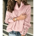 thumbnail image 6 of Women's Oversized Chunky Pullover Sweaters Cowl Neck Long Sleeve Winter Slouchy Loose Knit Sweaters Pink XXL, 6 of 8