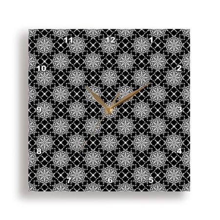 3dRose, White Cat Polka Dot Pattern Isolated on Red, 15x15 Wall Clock