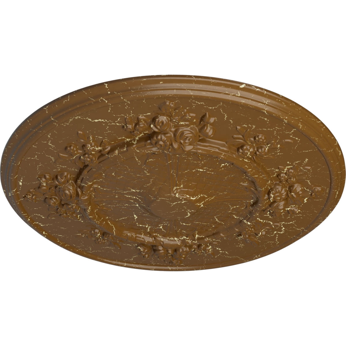 Ekena Millwork 27"OD x 1 1/8"P Flower Ceiling Medallion (Fits Canopies up to 3 7/8"), Hand-Painted Smokey Topaz Crackle