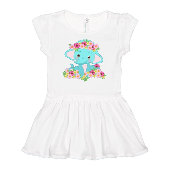 Inktastic Cute Baby Elephant with Flowers Girls Baby Dress